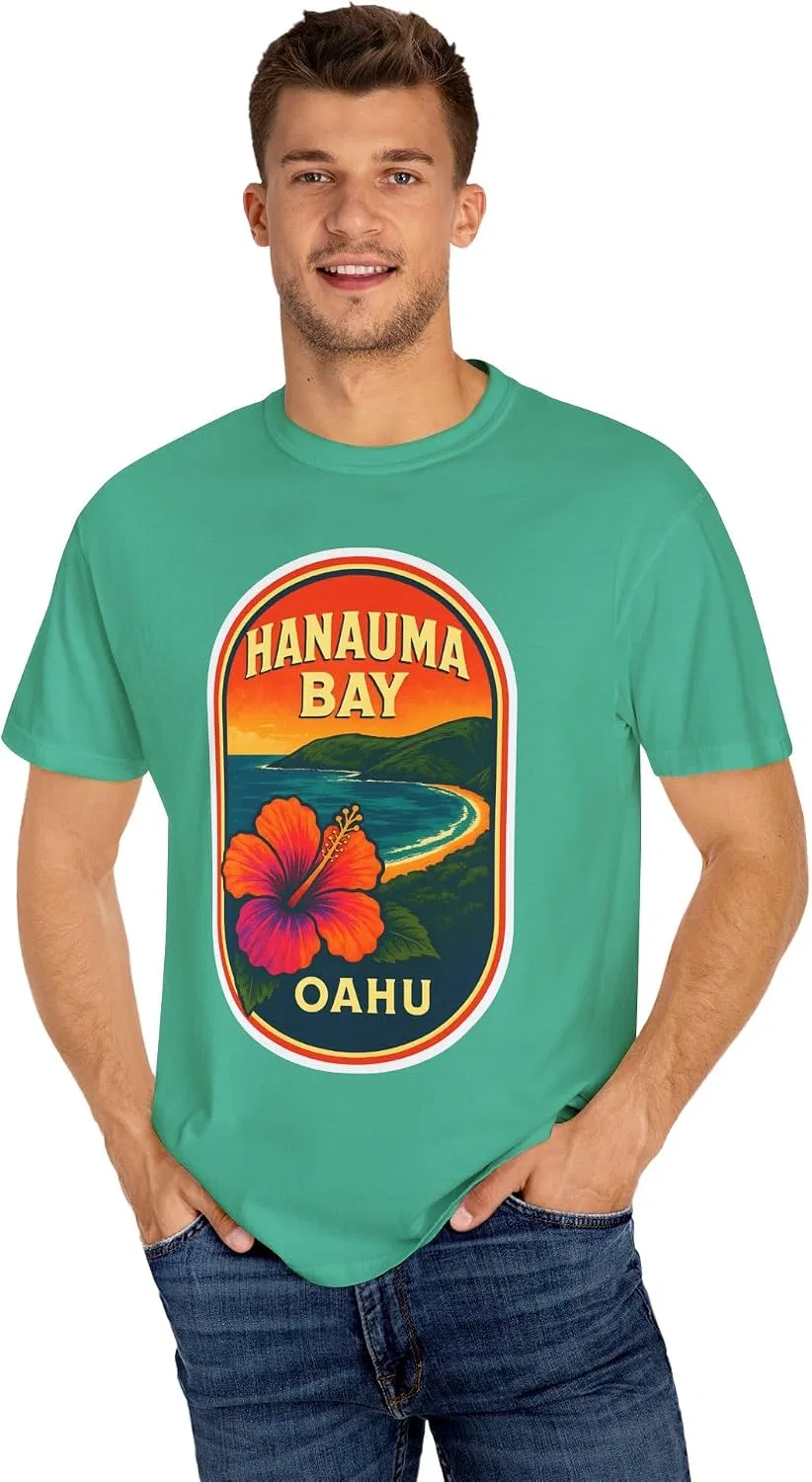 Женская футболка с принтом Hanauma Bay, Comfort Colors, Island Green — фото 2