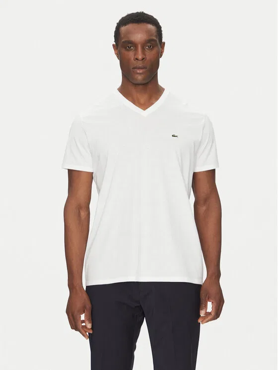Футболка Lacoste Regular Fit, V-образный вырез, белый