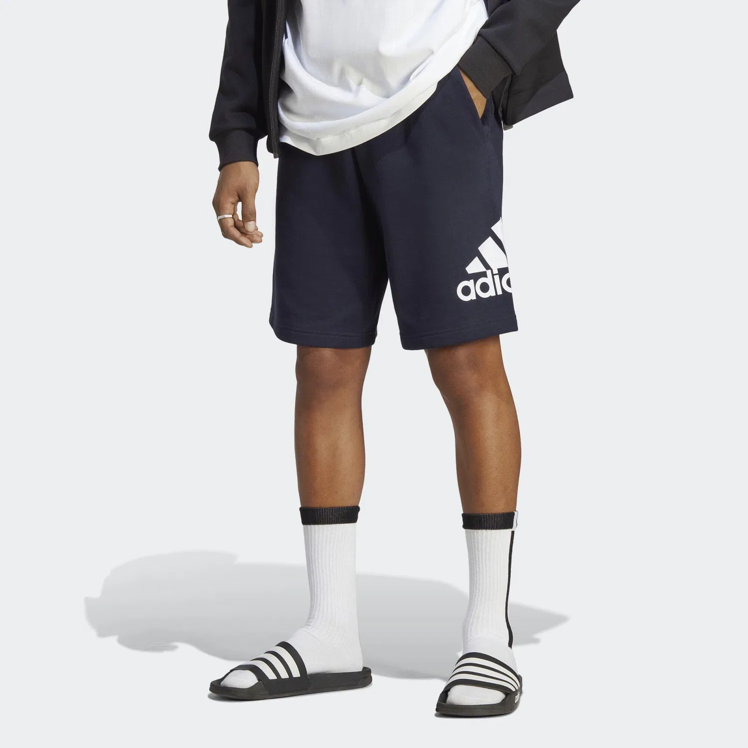 Женские шорты с принтом Essentials Big Logo French Terry Shorts Adidas, Petrolblau Weiss