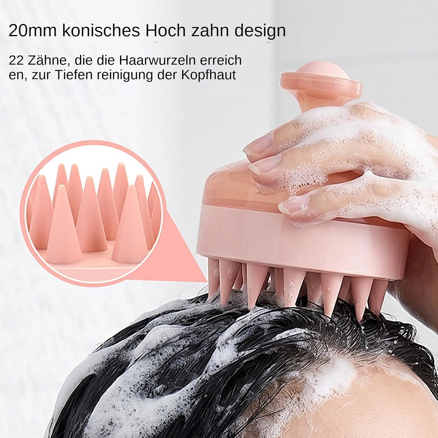 Силиконовый массажер для кожи головы для мытья волос, light pink Generisch — фото 3