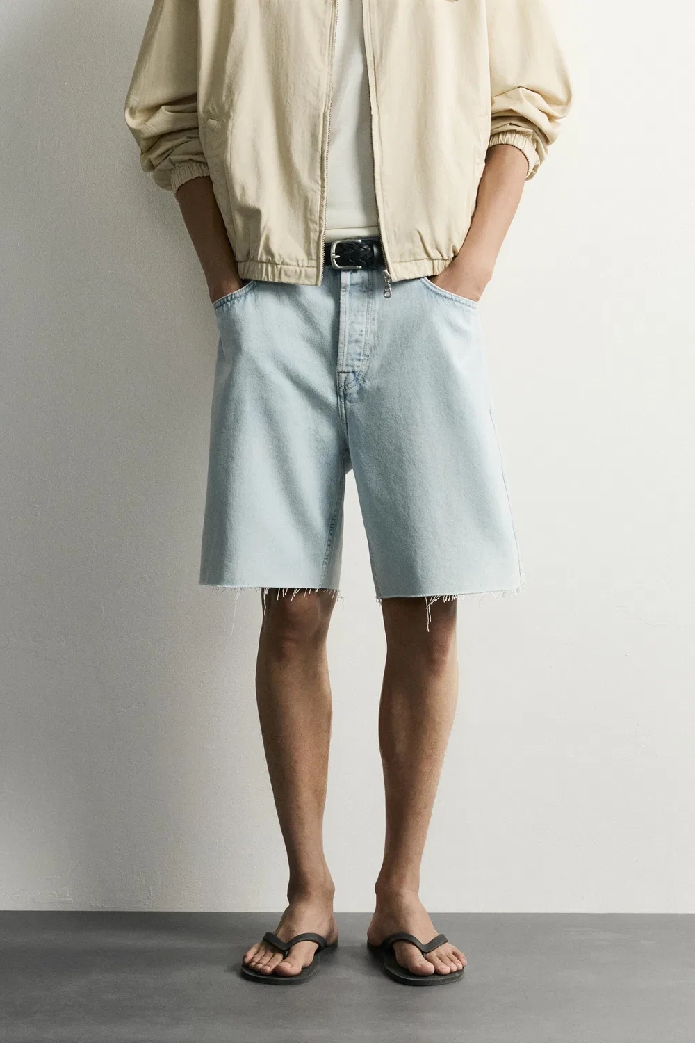 Прямые джинсовые шорты-бермуды ZARA, Light blue — фото 2