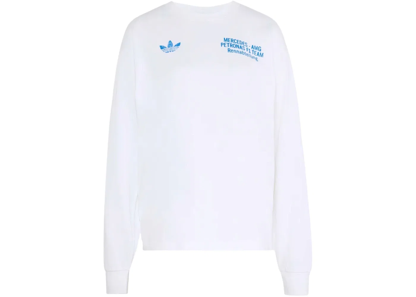 Мужская футболка с длинным рукавом Adidas x Mercedes AMG Petronas Formula 1 Team Blue Wonder, White/Blue Bird (Asia Sizing)