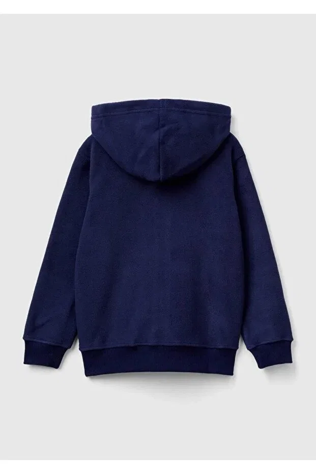 Детская толстовка для мальчиков с капюшоном на молнии United Colors Of Benetton, Navy Blue — фото 2