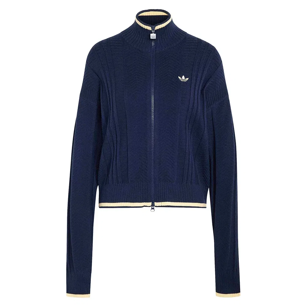 Свитшот с полной застежкой-молнией Cable Knit Firebird Adidas Originals, синий — фото 3