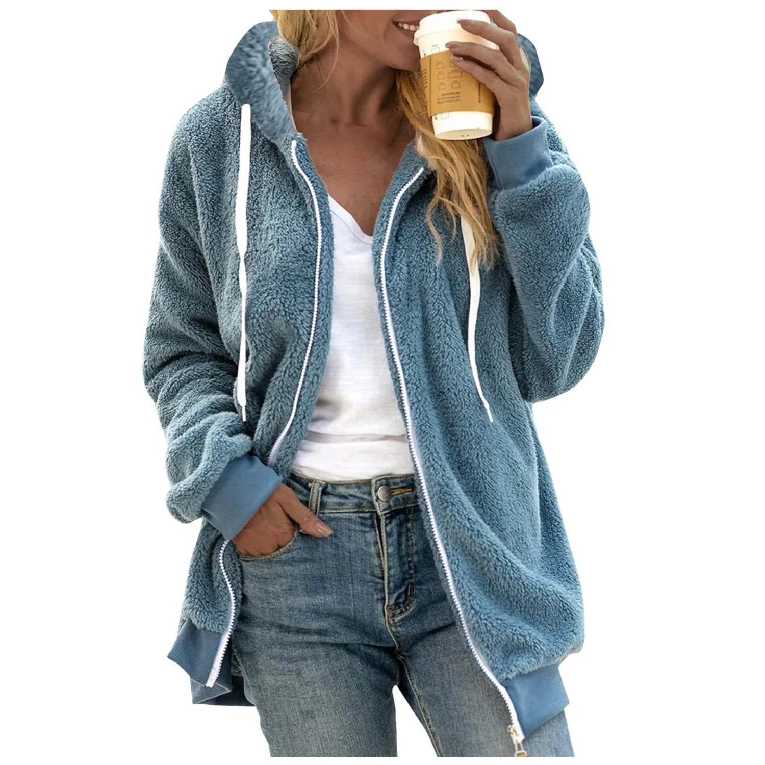 Женское худи с капюшоном и принтом Teddy Fleece, Blu 1