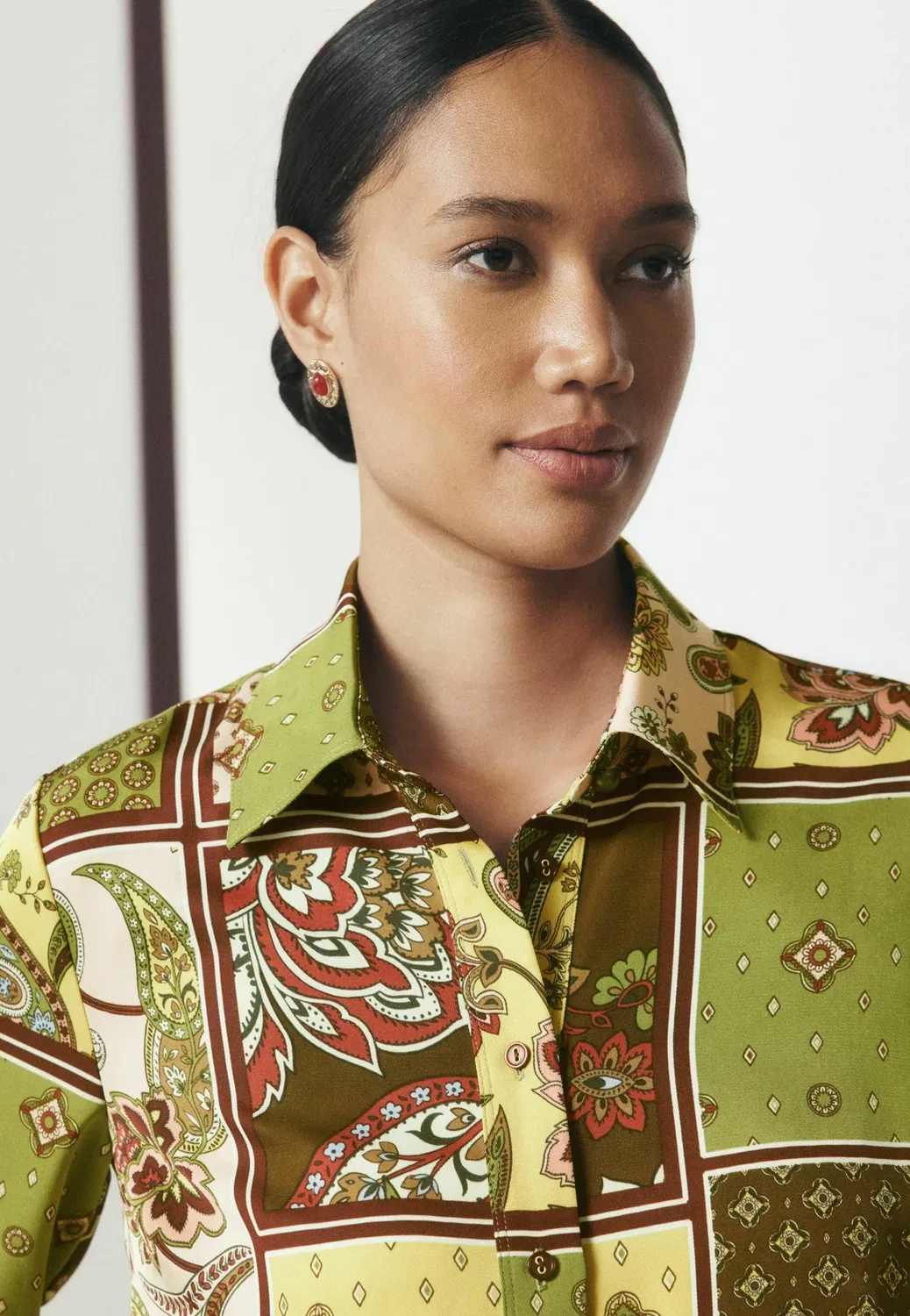 Рубашка с длинными рукавами - блузка на пуговицах Next, Multicoloured Scarf Print