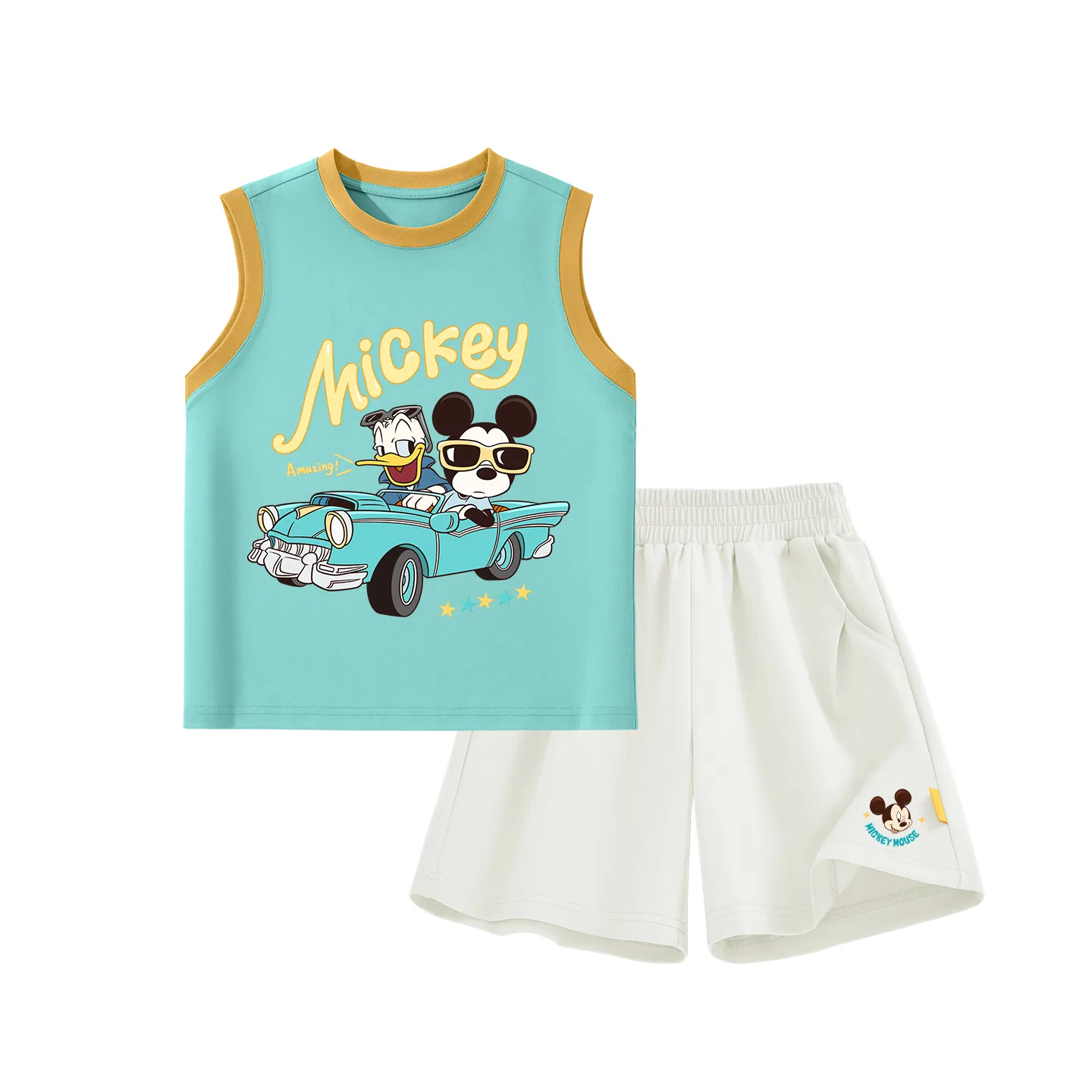 Детский костюм Casual, модель Crew Neck Thin Stretch, Disney, Di Love Heart Yellow Purple — фото 4
