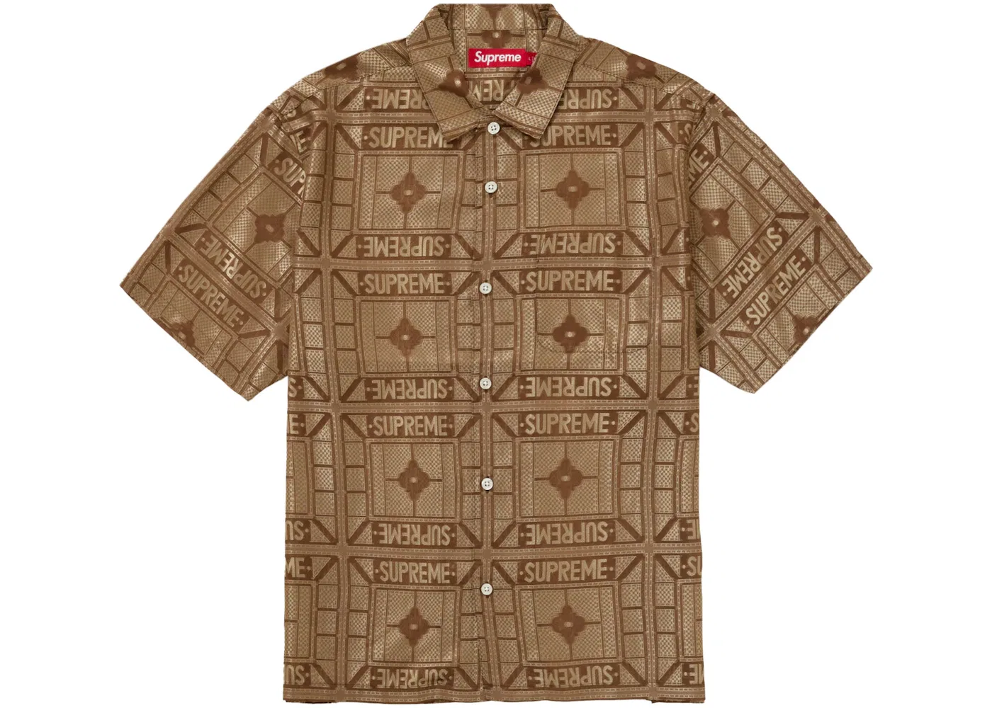 Мужская рубашка с коротким рукавом из жаккарда Supreme, Tan