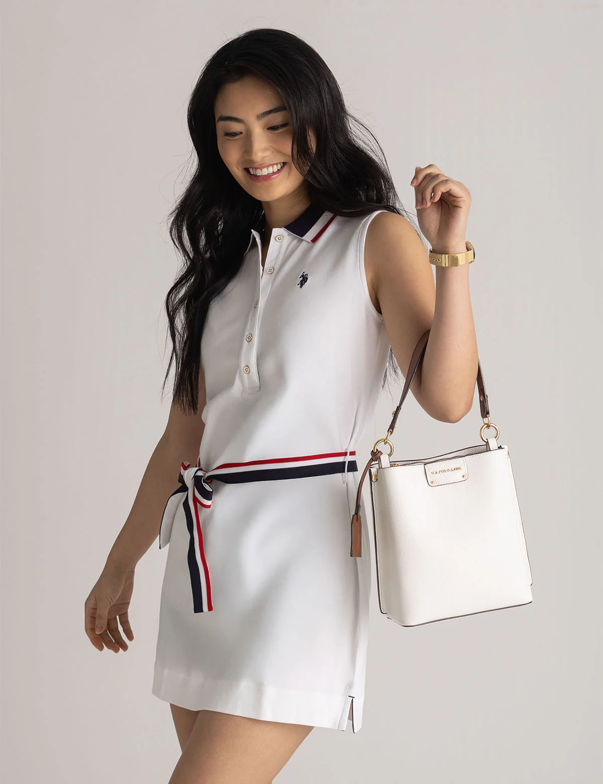 

Платье U.S. Polo Assn Sleeveless Signature Stripe Polo, белый