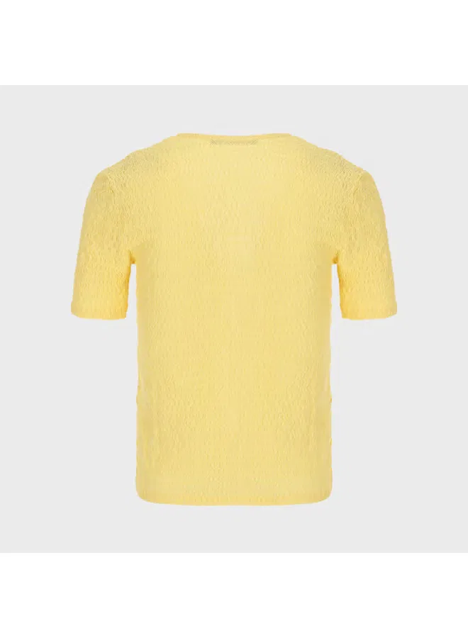 Кардиган короткий с завязками из фактурного трикотажа Zara, желтый — фото 3