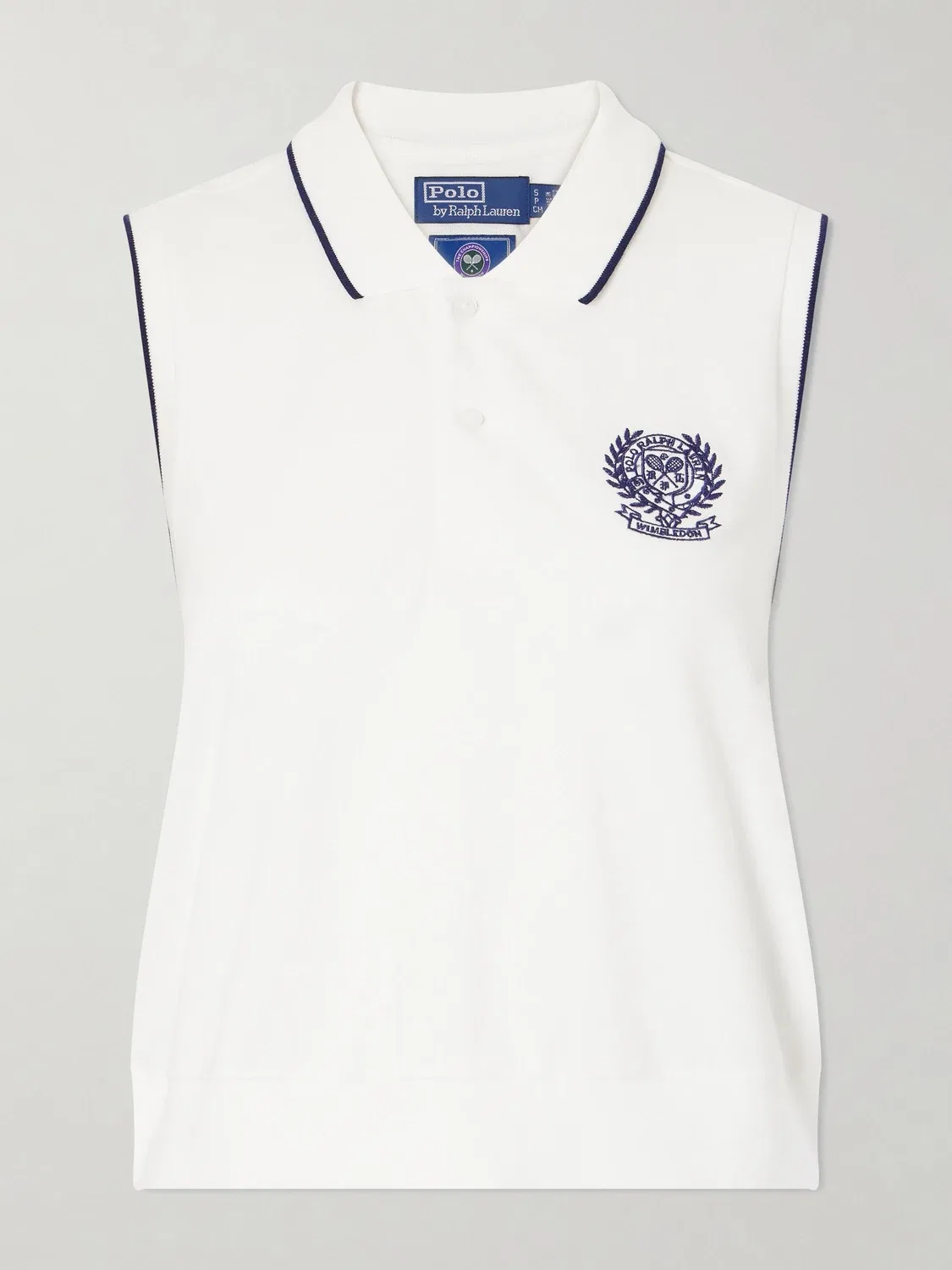 Жилет-поло из хлопкового трикотажа с вышивкой логотипа Уимблдона POLO RALPH LAUREN, белый