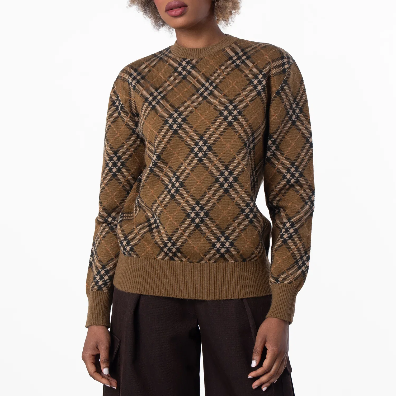 Свитер из шерсти и мохера с клетчатым принтом Burberry, Shrew Ip Check