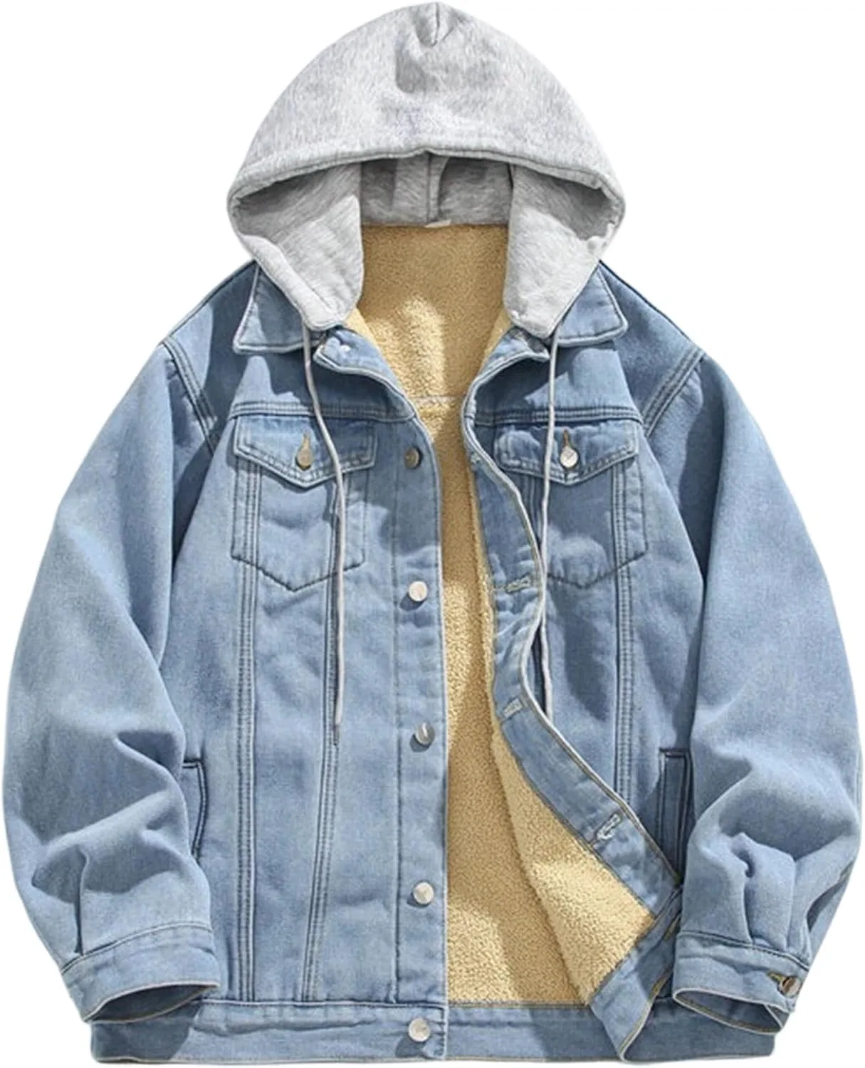 Мужская джинсовая куртка с капюшоном, Light Blue Heavy — фото 4