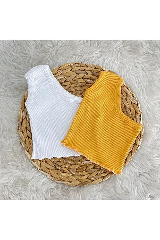Детский комплект для девочек с принтом Basics Akif Giyim, Yellow And White