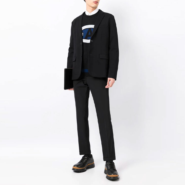 Сшитый джерси однобортный пиджак EMPORIO ARMANI, черный — фото 2