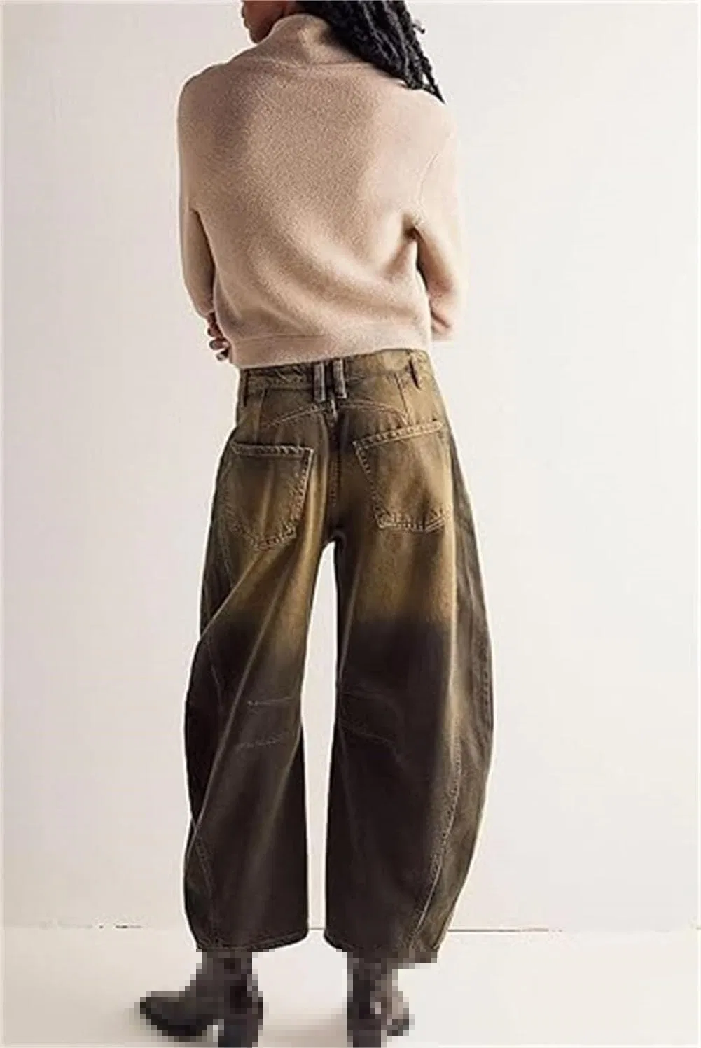 Джинсы женские, свободные, Khaki — фото 4