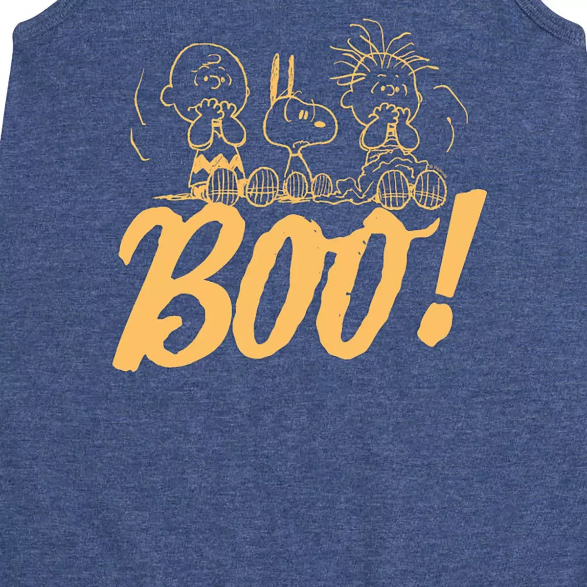 Детское платье-трапеция без рукавов с принтом Boo Peanuts, Heather Navy — фото 2