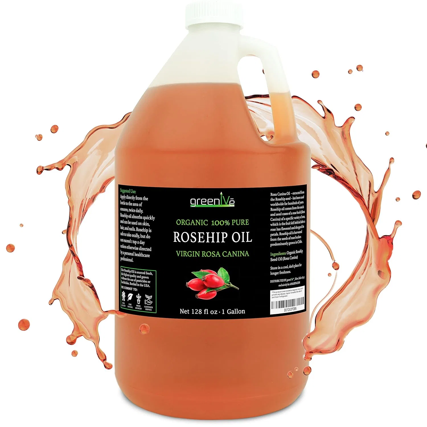 Масло для лица и тела Rosehip Oil, GreenIVe, 128 fl oz