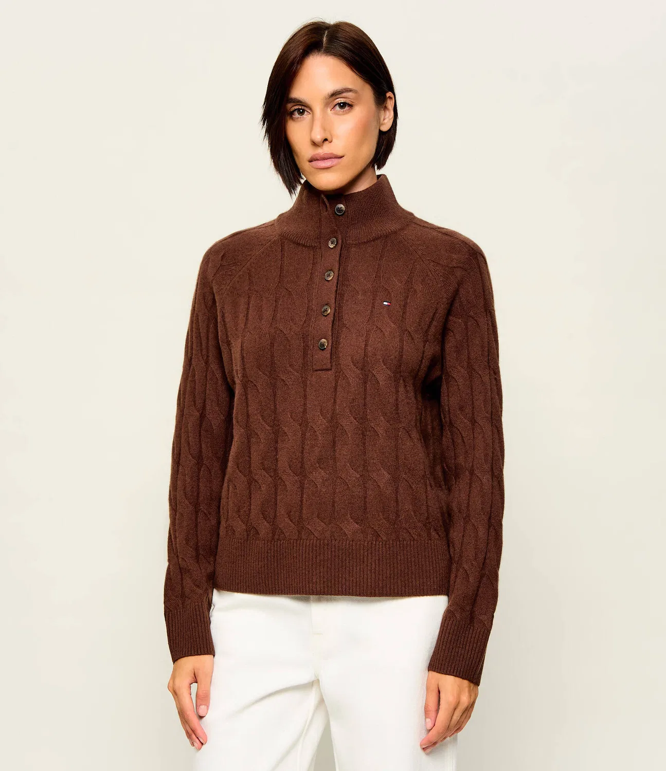 Свитер с полувысоким воротником из шерсти Henley Tommy Hilfiger, Marrone