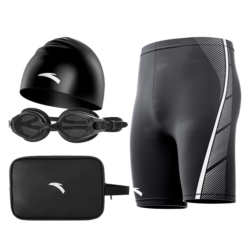 

Купальный комплект polyamide elastane для бассейна мужской black ANTA, Set (Swimming Shorts 2407+Swim Goggles 2705+Swimming Cap 1408+Swim Bag 1481)