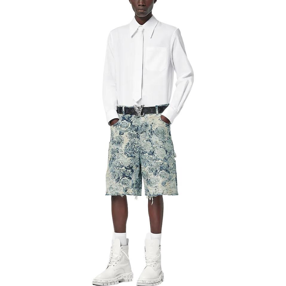 Новые квартальные продукты LV Denim Shorts Men Louis Vuitton, цвет Come with Original Gift Bag — фото 2