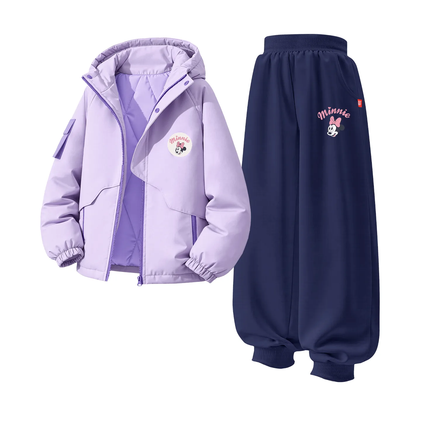 Детская толстовка с капюшоном для спорта и отдыха Disney, [Thickened and Fleece-Lined]Dini Crew Neck Hook-and-Loop K Soft Purple+Di Lift Eye K Navy Blue