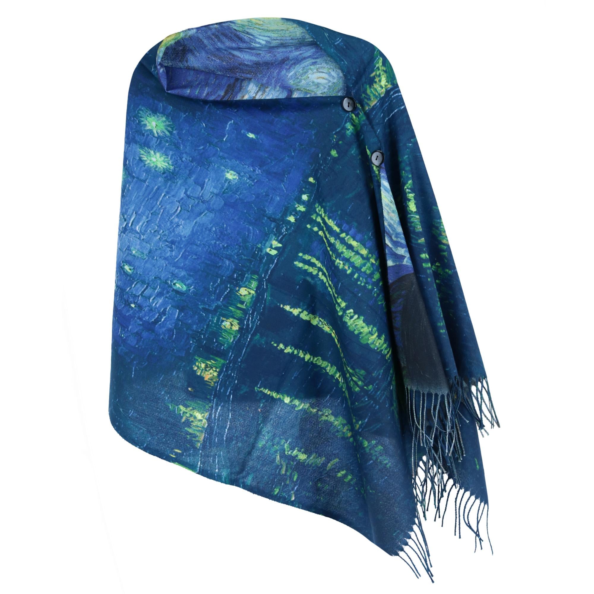 

Женская двусторонняя замшевая шаль с пуговицами и принтом Ван Гога The Magic Scarf Company, синий