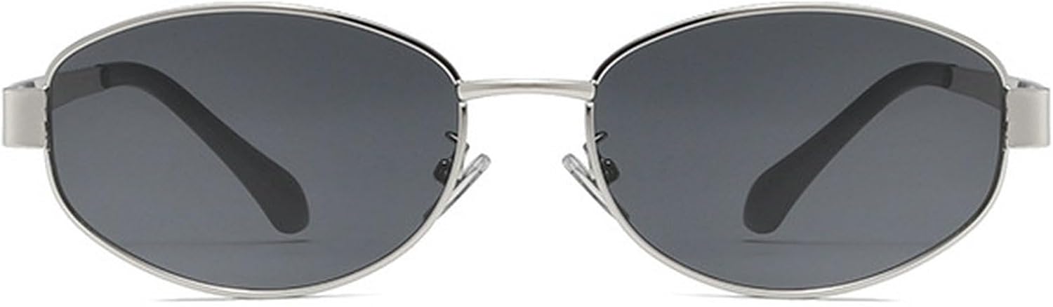 

Классические винтажные овальные солнцезащитные очки для женщин и мужчин, роскошные дизайнерские металлические солнцезащитные очки в стиле хип-хоп, панк, для активного отдыха, защита от УФ-излучения UV400 mincl, Silver Black