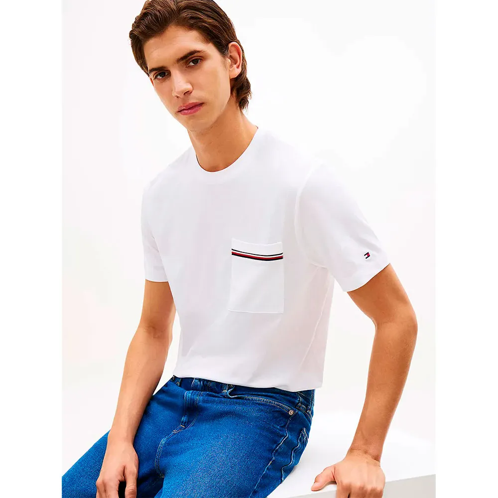 Футболка с коротким рукавом Tommy Hilfiger Global Stripe Pique Pocket, белый — фото 4