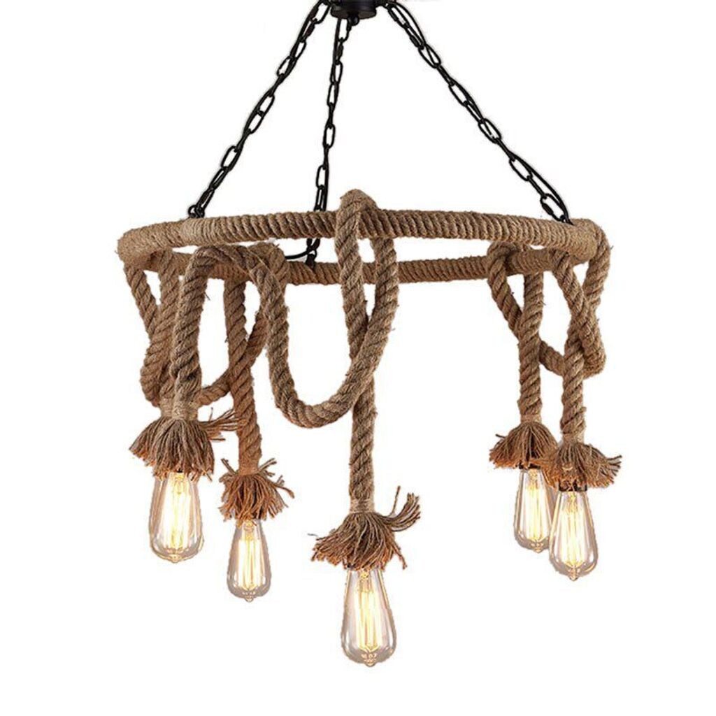 

Подвесной светильник Toollight App677-5Cp Rope 5 5-источник света E27 60X60X100Cm Toolight, коричневый