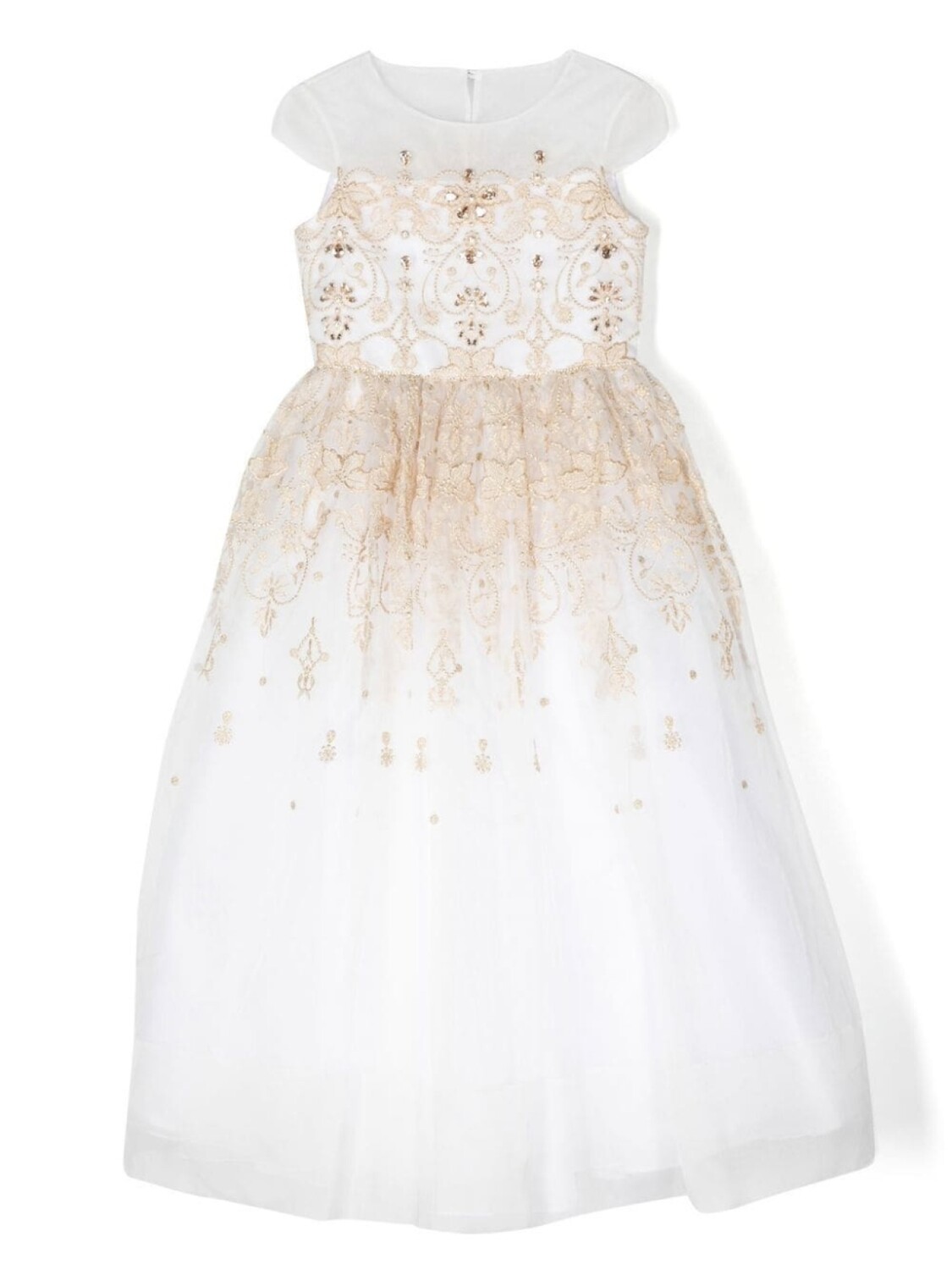 

Платье с открытыми плечами и вышивкой MARCHESA KIDS COUTURE, белый