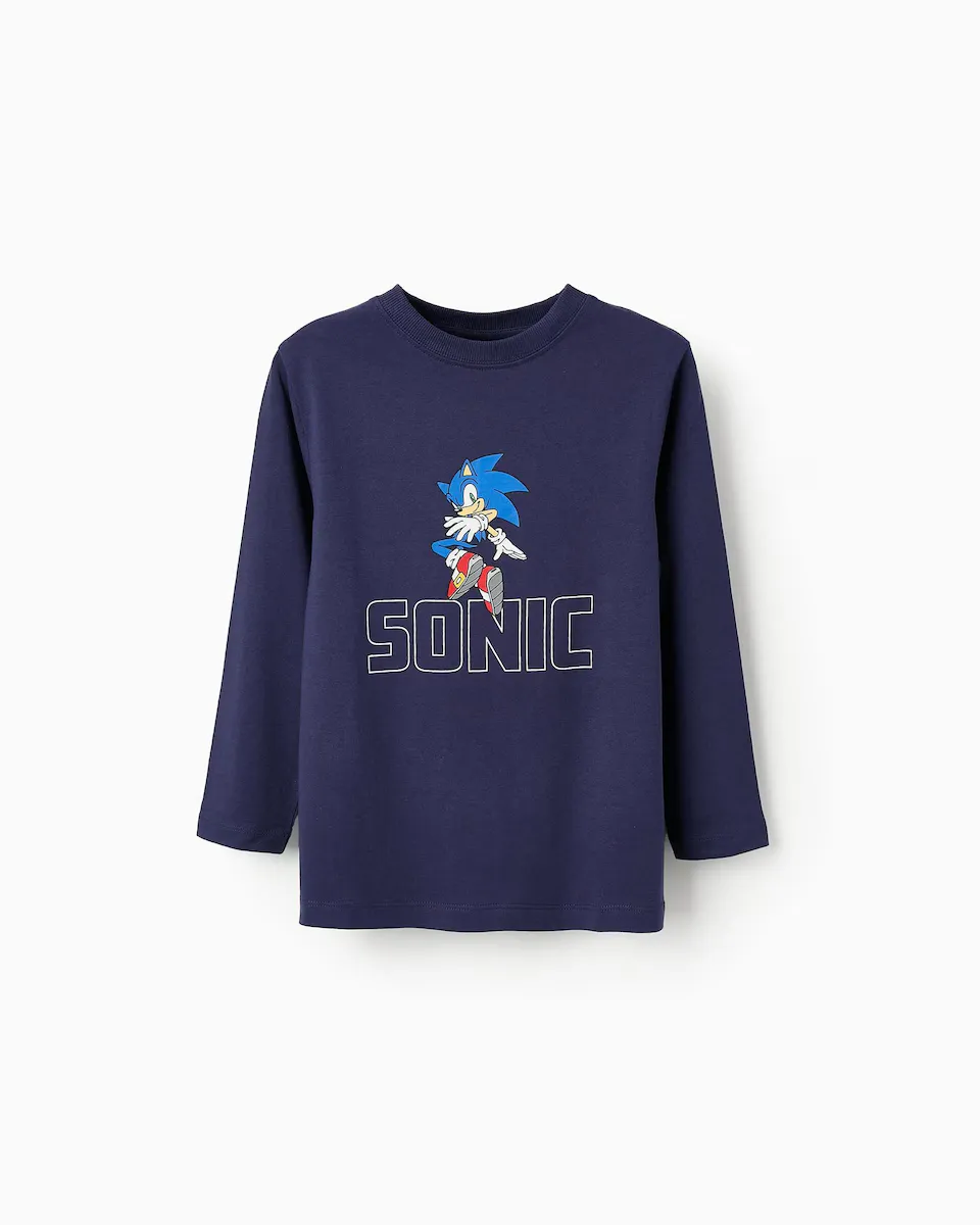 

Футболка для мальчика с длинными рукавами и мотивом Sonic Zippy, темно-синий