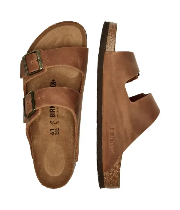 Кожаные тапочки Arizona LEOI regular fit Birkenstock, коньячный — фото 4