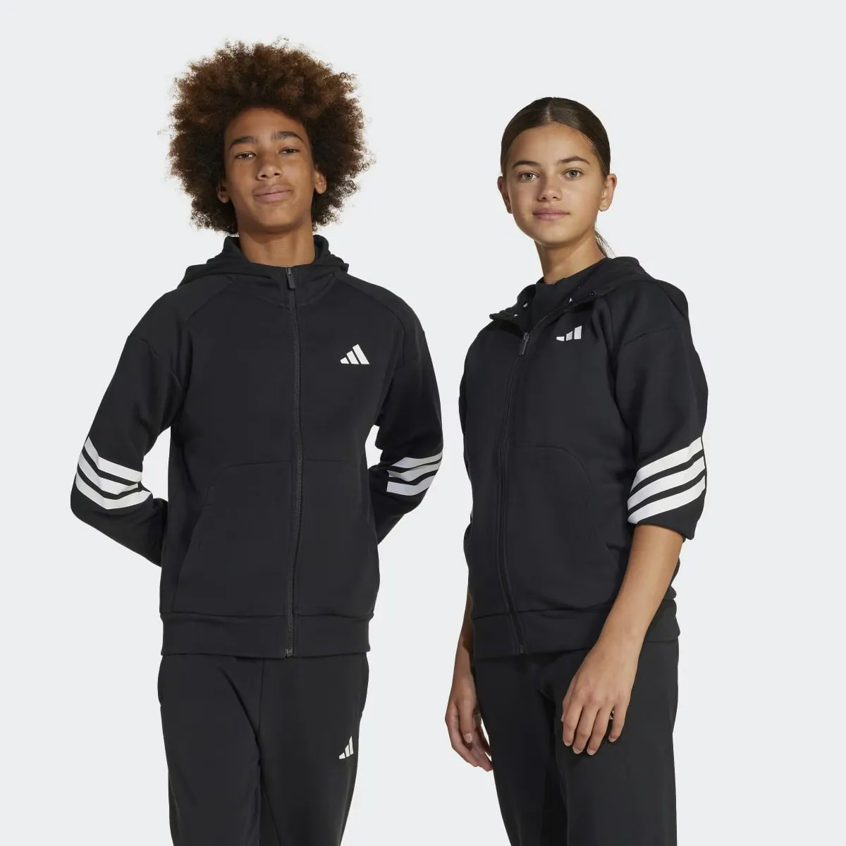 

Future Icons 3 полоски детская куртка Adidas с капюшоном, чёрный