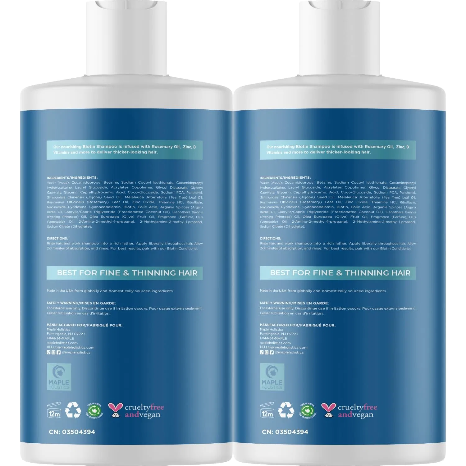 Шампунь Maple Holistics Biotin Volume для тонких волос с розмарином и аргановым маслом Maple Holistics — фото 2