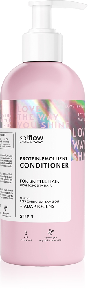 

Смягчающий кондиционер с протеинами для пористых волос для ломких и поврежденных волос So!Flow, 400 мл