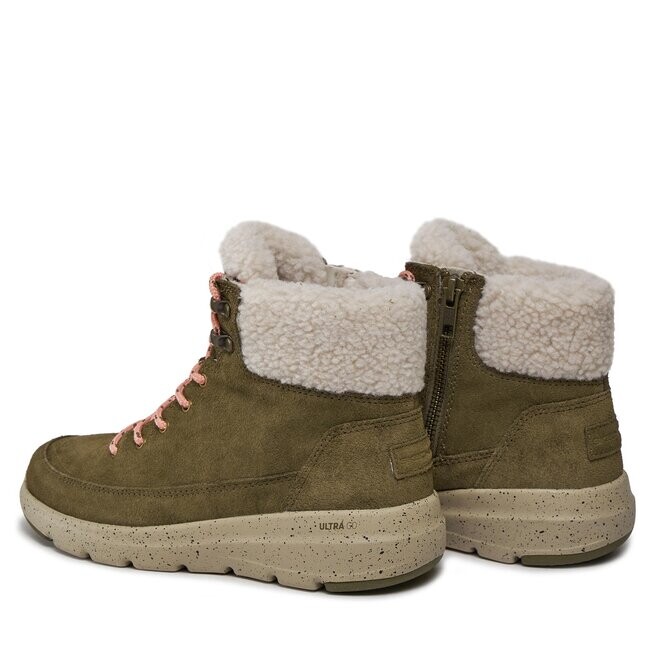 Ботинки женские Skechers GlacialUltra с мехом, черный, хаки — фото 3