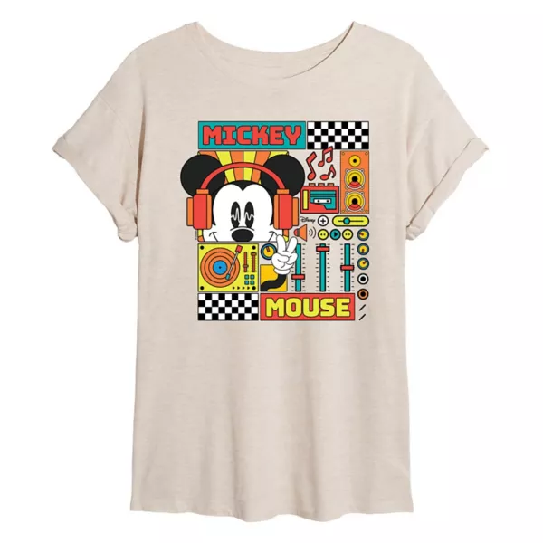 

Футболка оверсайз с принтом "Ритмичные волны" для малышей Mickey Mouse Disney, бежевый