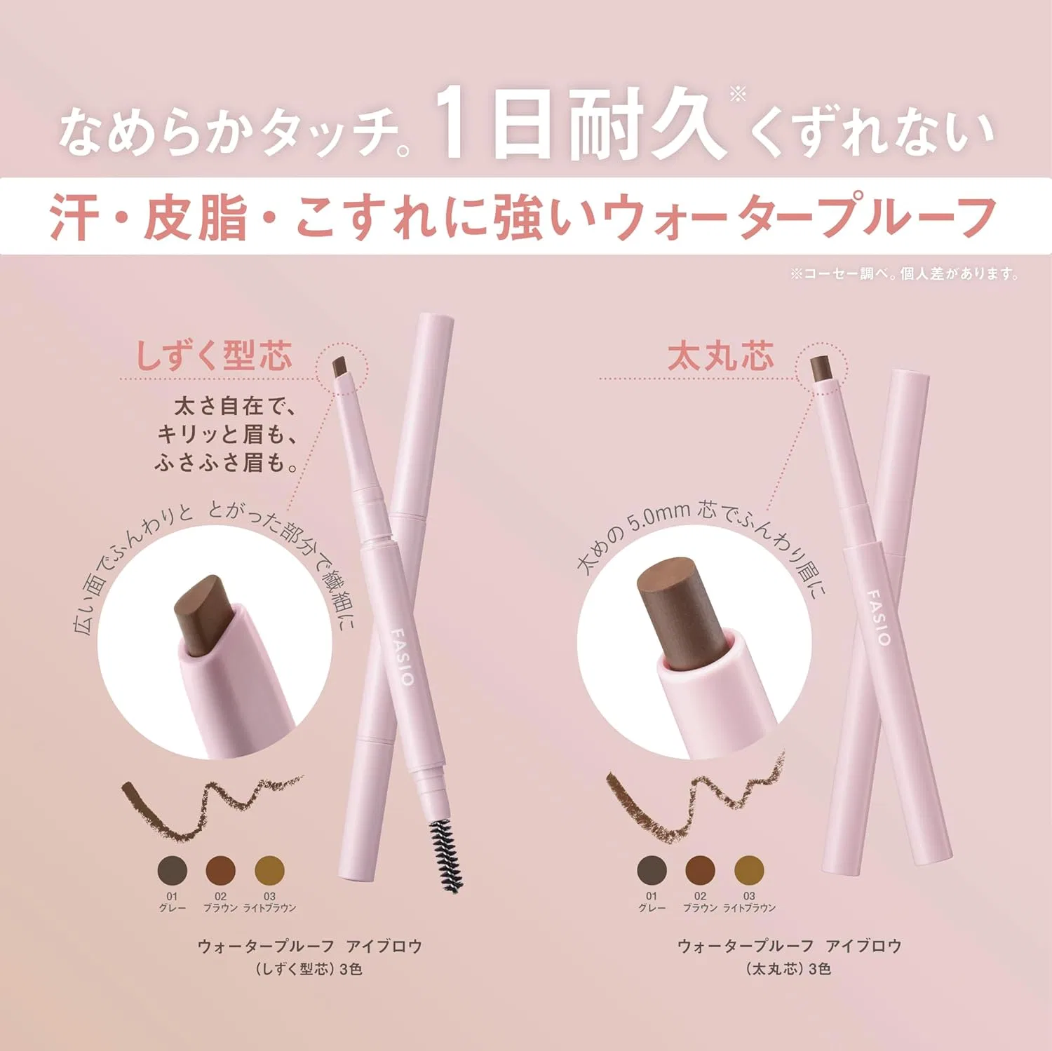 Карандаш для бровей Fasio водостойкий ультратонкий 0,02 г светлый коричневый — фото 3