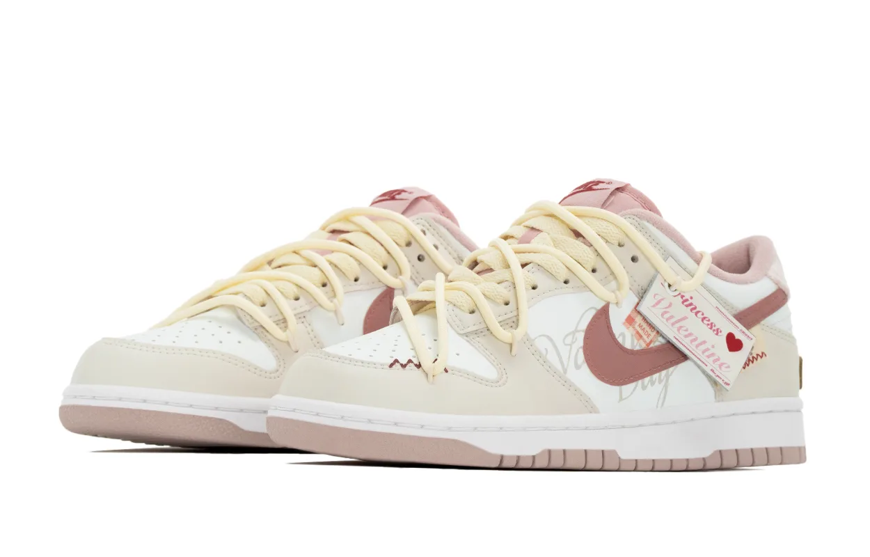 Nike Кроссовки для скейтбординга Dunk Cream Puff с защитой от истирания и скольжения, низкие, для детей, розово-белые, для подростков — фото 4