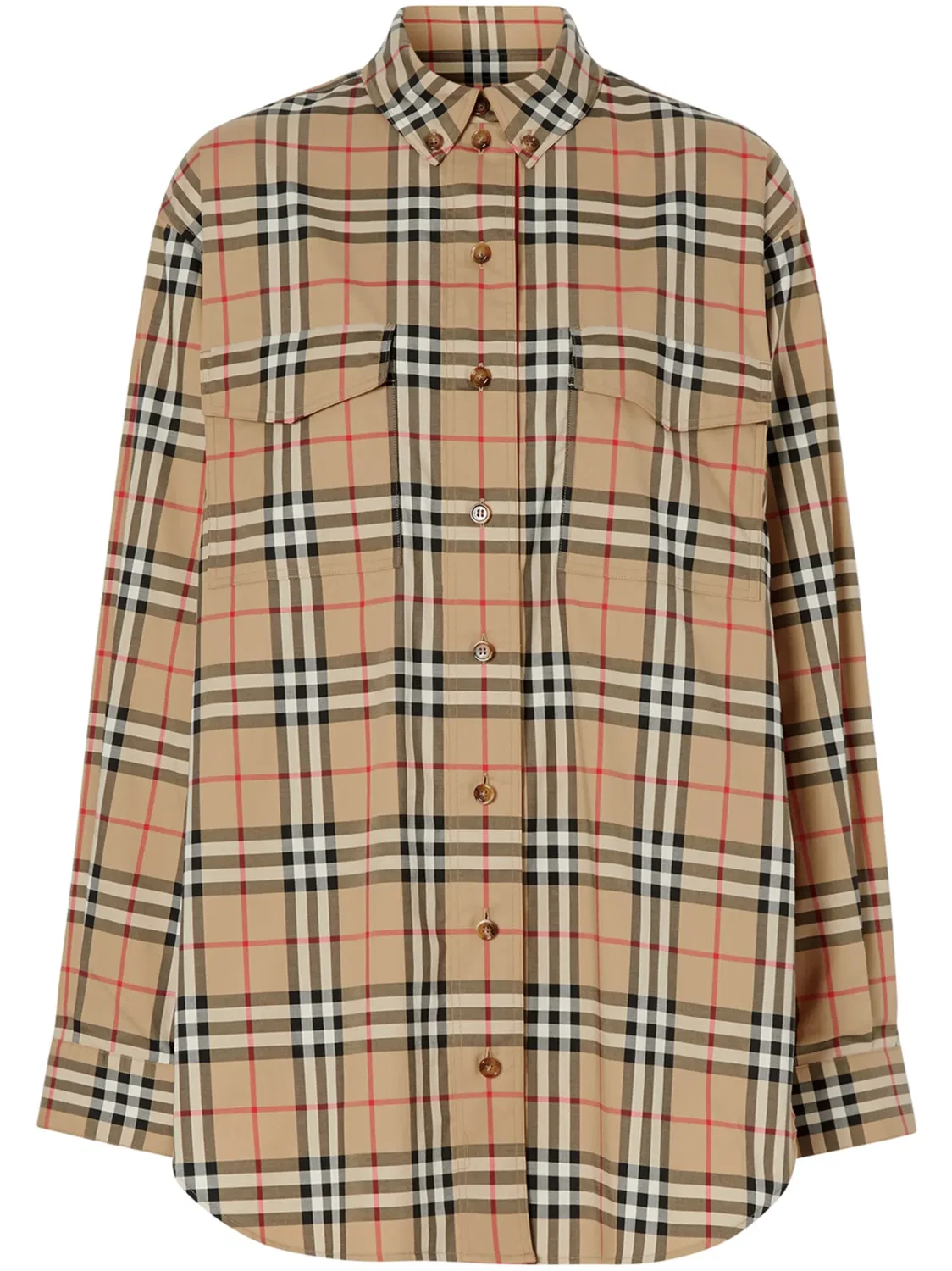 Burberry Рубашка Vintage Check, хлопок-стрейч, нейтральные