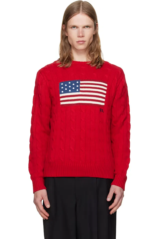Красный свитер крупной вязки Polo Ralph Lauren