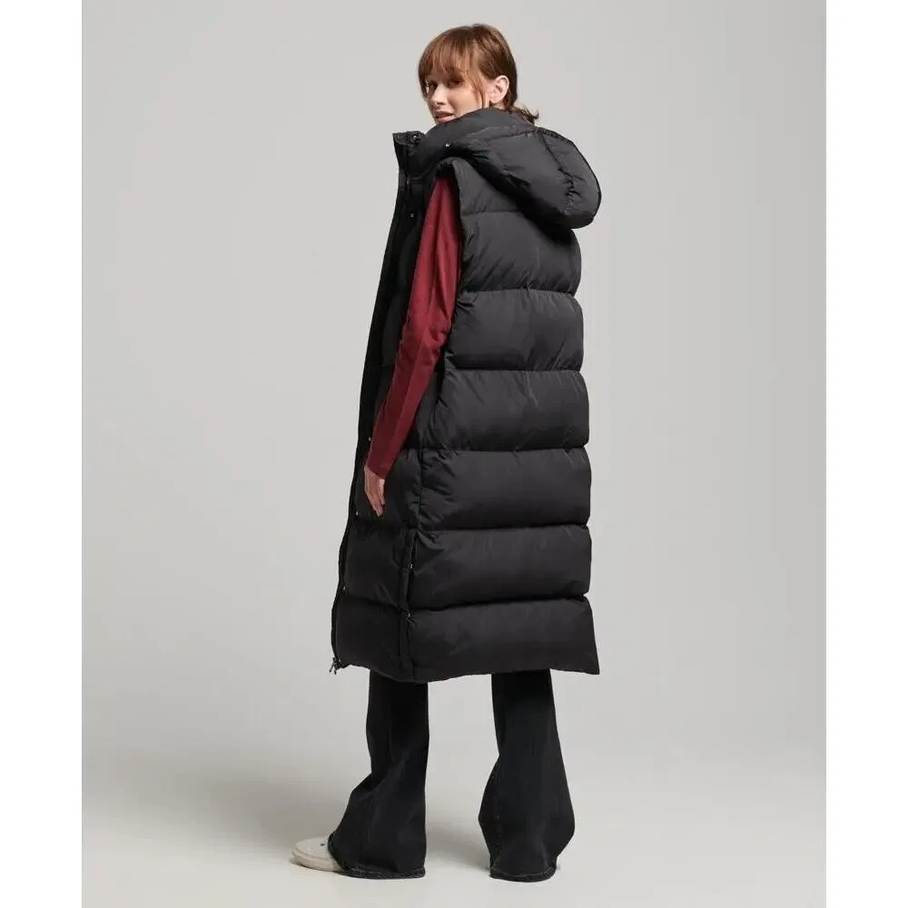 Женская длинная безрукавка с капюшоном Superdry, Цвет: Schwarz — фото 3