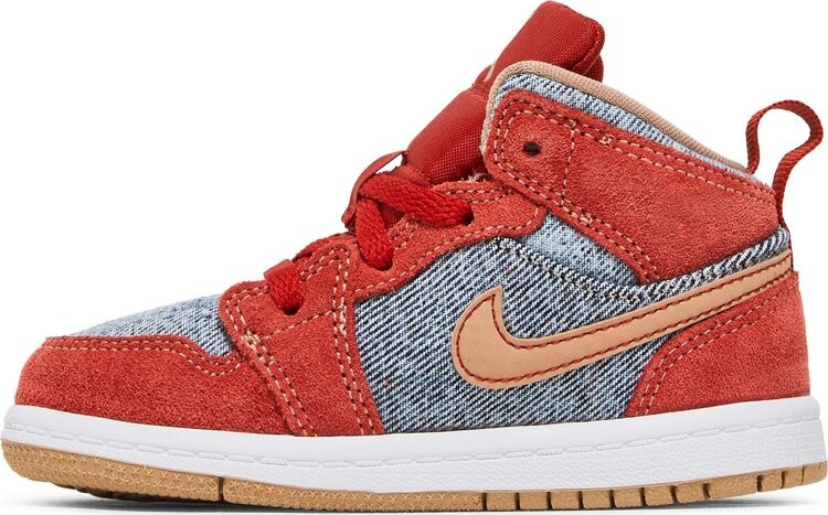 Кроссовки Air Jordan 1 Mid SE TD Denim Red, красный — фото 3
