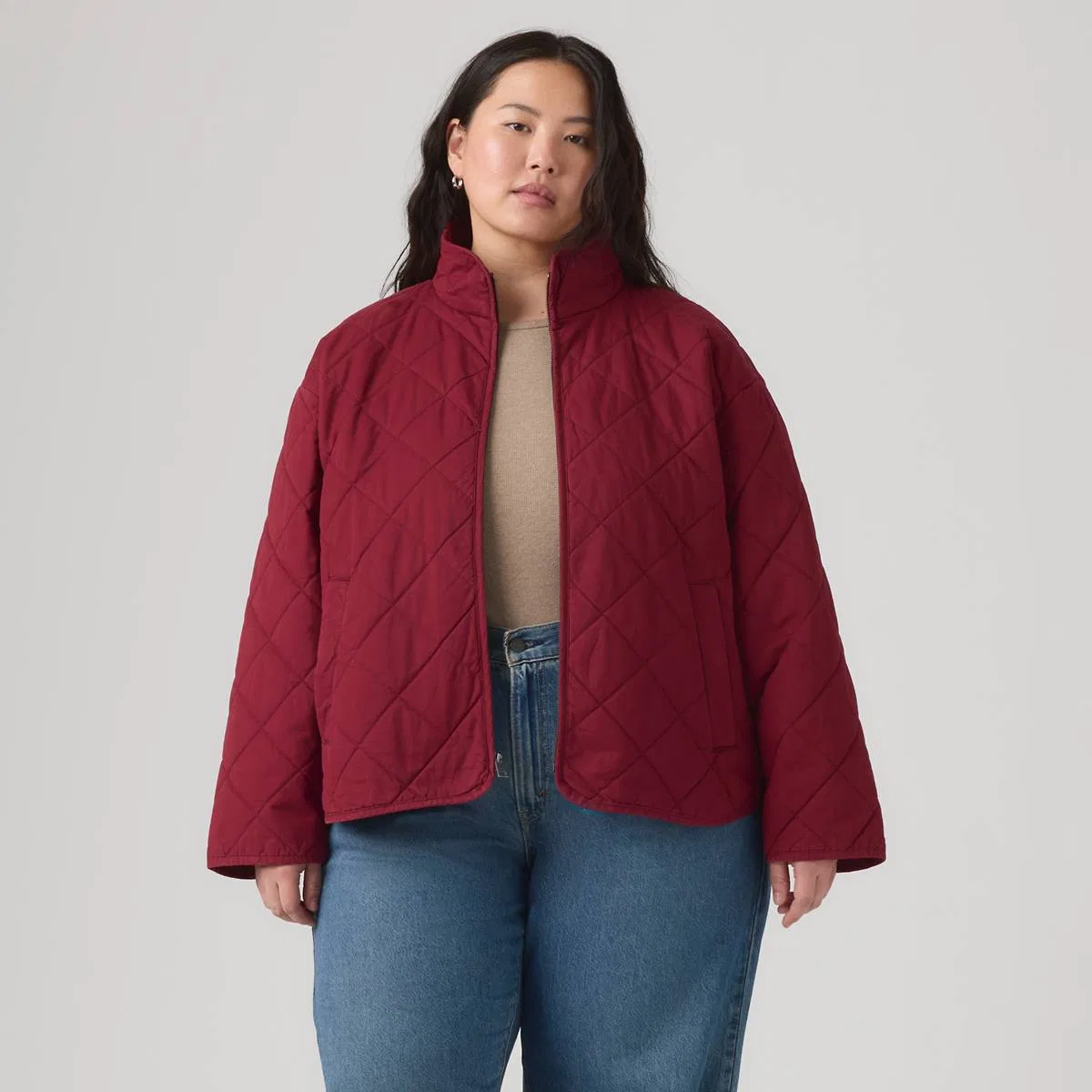 Хлопковая куртка с ромбовидной стежкой (большой размер) Levi's, Red - Red — фото 3