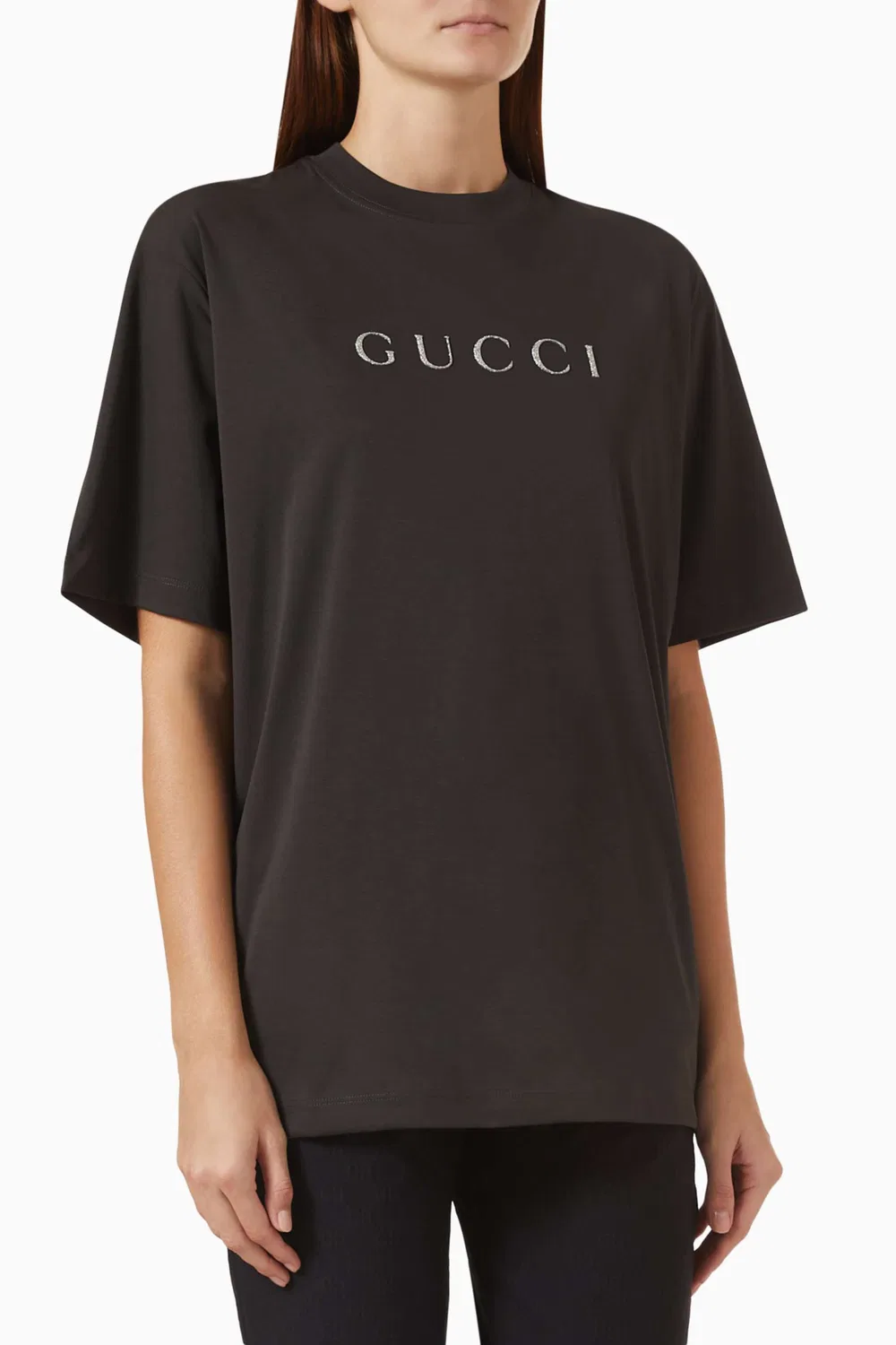 Футболка с блестящим логотипом Gucci