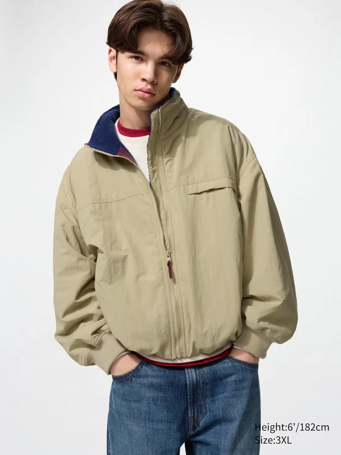 Блузон Uniqlo, с флисовой подкладкой, темно-синий — фото 4
