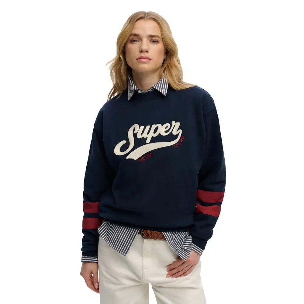 Свитшот свободного кроя Superdry Varsity Script Loose Crew, синий