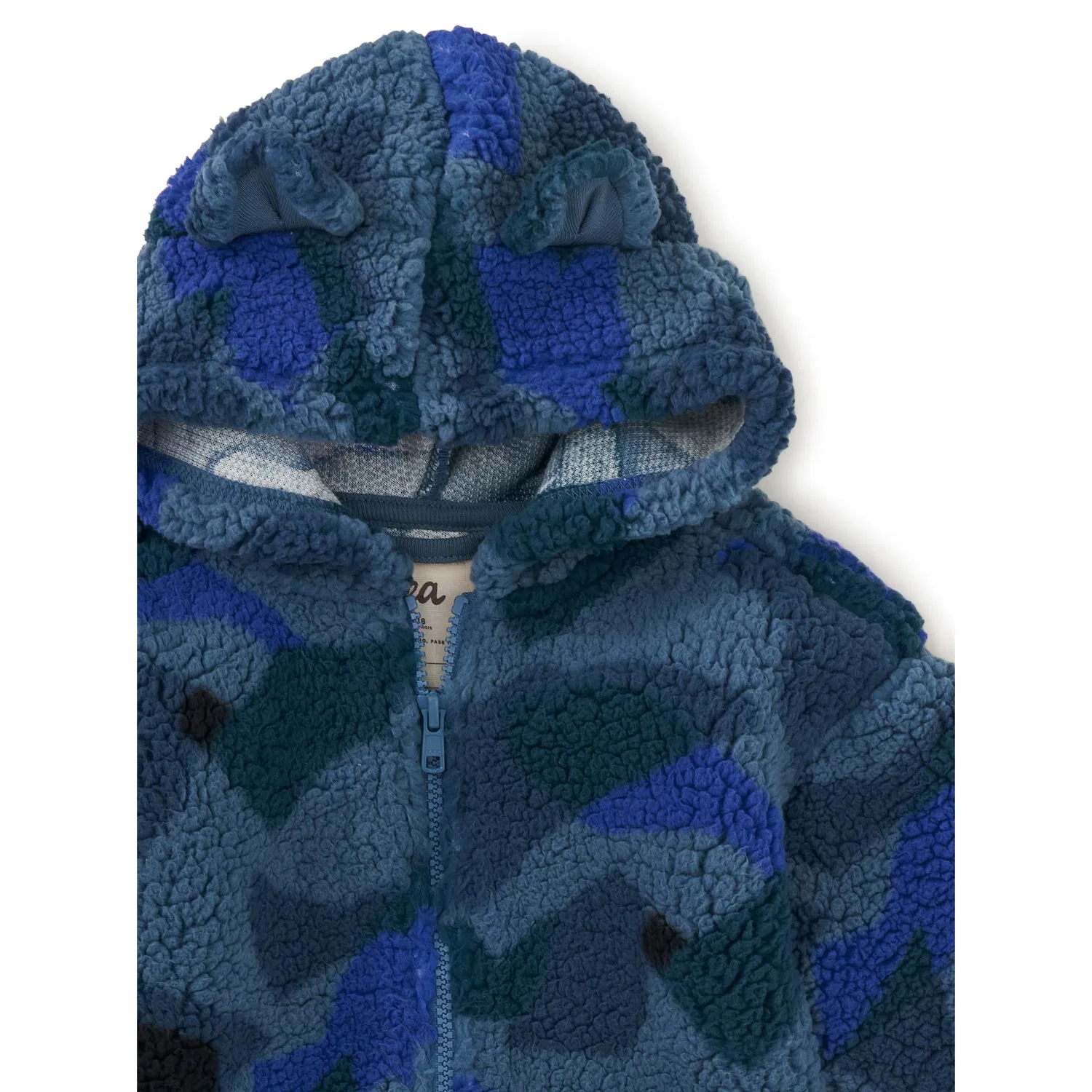 Детское худи с ушками медведя на молнии Tea Collection, El Calafate Glaciar Camo — фото 2