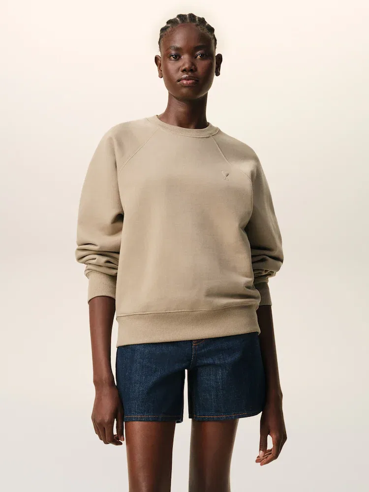 Свитшот с тисненым сердцем Ami De Coeur AMI PARIS, Beige